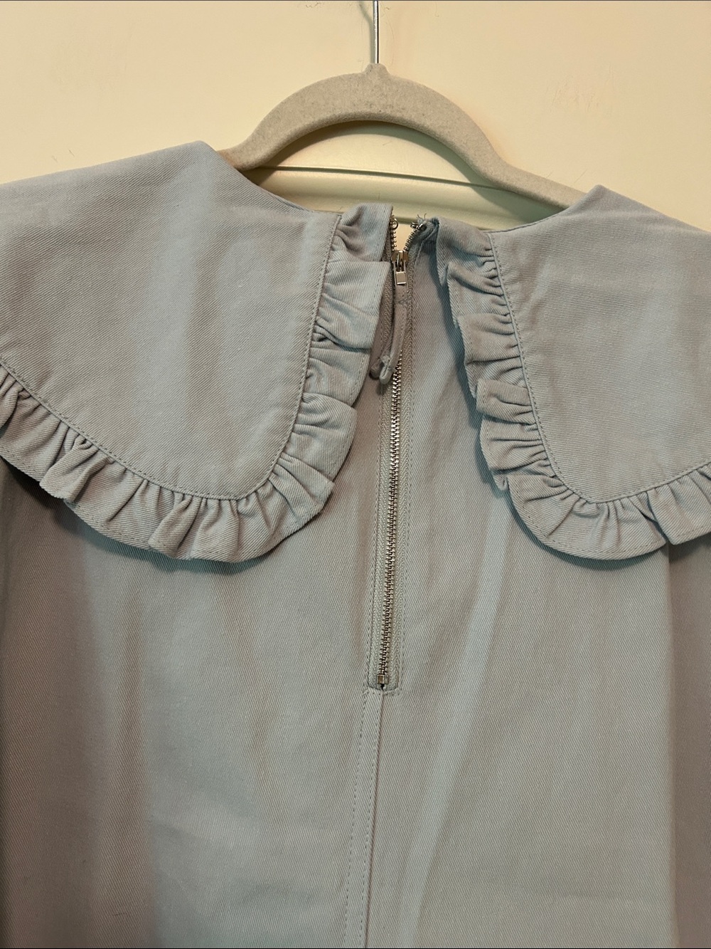 Wanderling Light Blue Mini Dress with Ruffled Peter Pan Collar - Picture 7 of 10